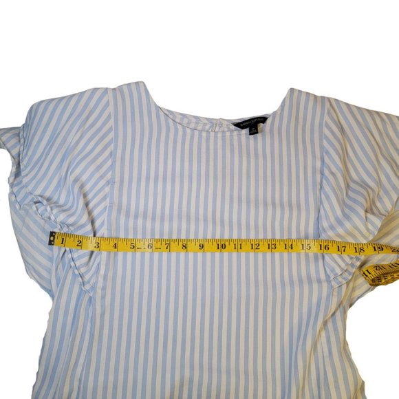 BANANA REPUBLIC BLUE/WHITE STRIPED TOP/BLOUSE WITH FLUTTER SLEEVES, M - Picture 8 of 10